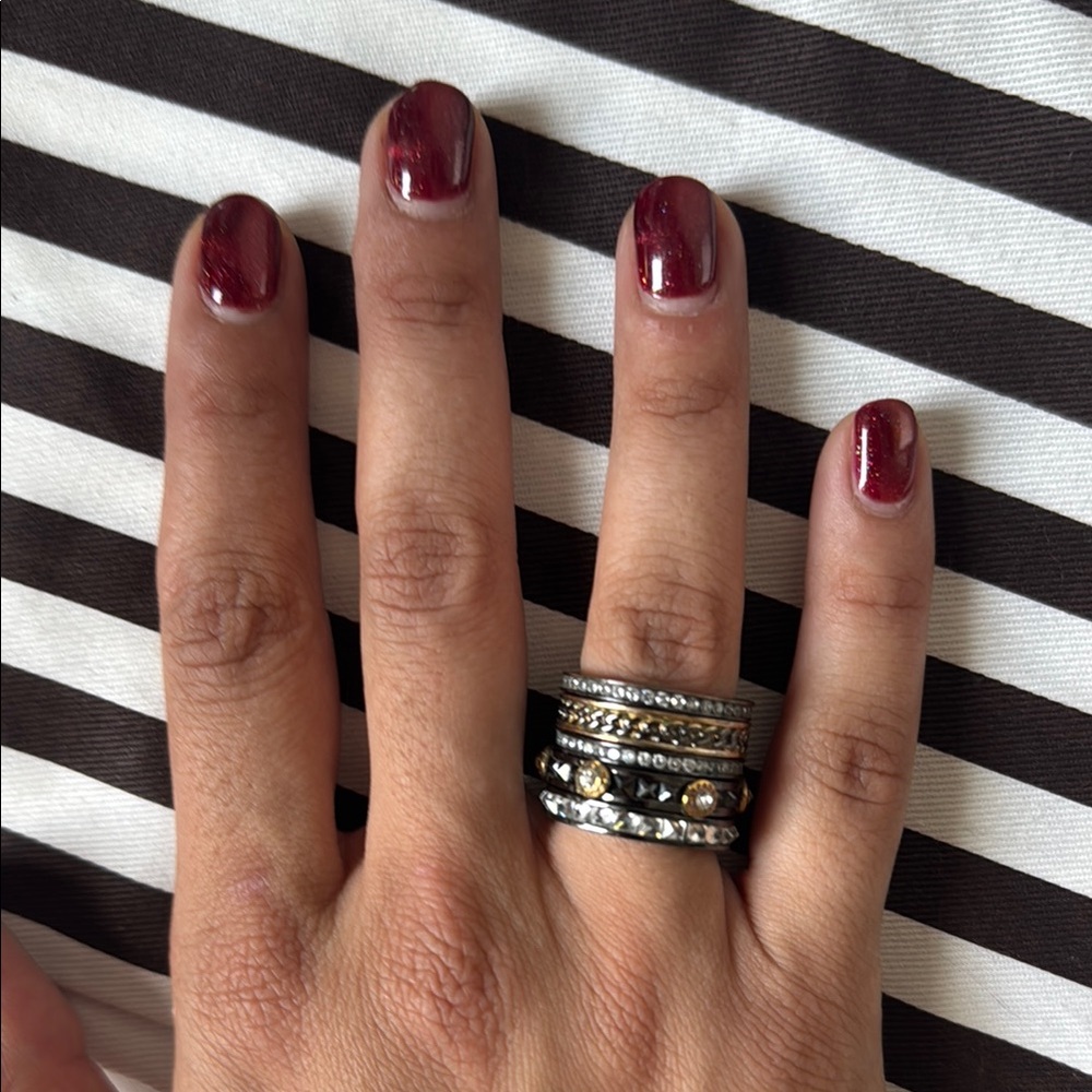 Henri Bendel Elegant Silver and Gold Stacked Ring Set size 6